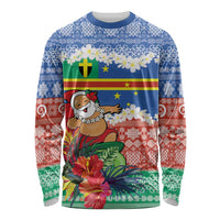 Personalised Tafea Joyeux Noel Long Sleeve Shirt Proud To Be a Ni-Van Sand Drawing Art LT9 Unisex Blue - Polynesian Pride