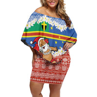 Personalised Tafea Joyeux Noel Off Shoulder Short Dress Proud To Be a Ni-Van Sand Drawing Art - Polynesian Pride