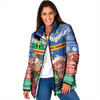 Personalised Tafea Joyeux Noel Padded Jacket Proud To Be a Ni-Van Sand Drawing Art LT9 Women Blue - Polynesian Pride