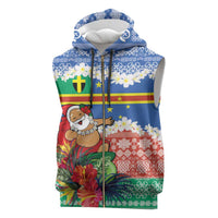 Personalised Tafea Joyeux Noel Sleeveless Zip Hoodie Proud To Be a Ni-Van Sand Drawing Art LT9 Blue - Polynesian Pride