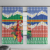 Personalised Tafea Joyeux Noel Window Curtain Proud To Be a Ni-Van Sand Drawing Art LT9 With Hooks Blue - Polynesian Pride