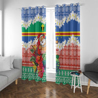 Personalised Tafea Joyeux Noel Window Curtain Proud To Be a Ni-Van Sand Drawing Art LT9 With Grommets Blue - Polynesian Pride
