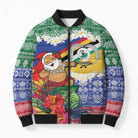 Personalised Torba Joyeux Noel Bomber Puffer Jacket Proud To Be a Ni-Van Sand Drawing Art LT9 Unisex Green - Polynesian Pride