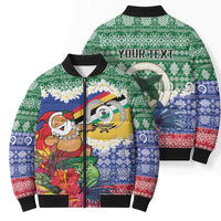 Personalised Torba Joyeux Noel Bomber Puffer Jacket Proud To Be a Ni-Van Sand Drawing Art LT9 - Polynesian Pride