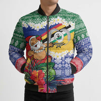 Personalised Torba Joyeux Noel Bomber Puffer Jacket Proud To Be a Ni-Van Sand Drawing Art LT9 - Polynesian Pride