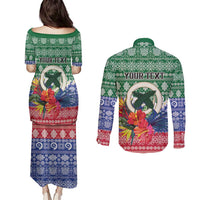 Personalised Torba Joyeux Noel Couples Matching Puletasi and Long Sleeve Button Shirt Proud To Be a Ni-Van Sand Drawing Art LT9 - Polynesian Pride