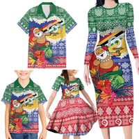 Personalised Torba Joyeux Noel Family Matching Long Sleeve Bodycon Dress and Hawaiian Shirt Proud To Be a Ni-Van Sand Drawing Art - Polynesian Pride