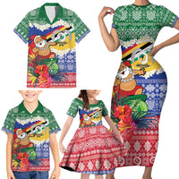 Personalised Torba Joyeux Noel Family Matching Short Sleeve Bodycon Dress and Hawaiian Shirt Proud To Be a Ni-Van Sand Drawing Art - Polynesian Pride
