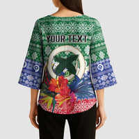 Personalised Torba Joyeux Noel Kimono Sleeve Blouse Proud To Be a Ni-Van Sand Drawing Art LT9 - Polynesian Pride