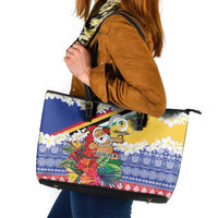 Personalised Torba Joyeux Noel Leather Tote Bag Proud To Be a Ni-Van Sand Drawing Art - Polynesian Pride