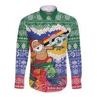 Personalised Torba Joyeux Noel Long Sleeve Button Shirt Proud To Be a Ni-Van Sand Drawing Art LT9 Unisex Green - Polynesian Pride
