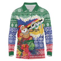 Personalised Torba Joyeux Noel Long Sleeve Polo Shirt Proud To Be a Ni-Van Sand Drawing Art LT9 Green - Polynesian Pride