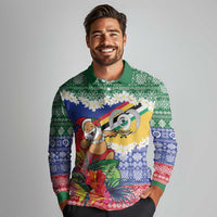 Personalised Torba Joyeux Noel Long Sleeve Polo Shirt Proud To Be a Ni-Van Sand Drawing Art LT9 - Polynesian Pride