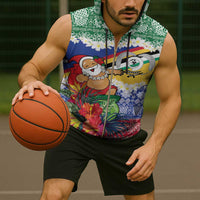 Personalised Torba Joyeux Noel Sleeveless Zip Hoodie Proud To Be a Ni-Van Sand Drawing Art - Polynesian Pride