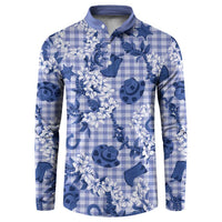 Mokihana Maile Ilima Leis Paniolo Palaka Button Sweatshirt Hawaiian Polu Spirit LT9 Blue - Polynesian Pride