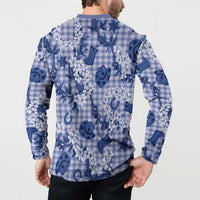 Mokihana Maile Ilima Leis Paniolo Palaka Button Sweatshirt Hawaiian Polu Spirit LT9 - Polynesian Pride