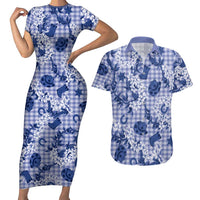 Mokihana Maile Ilima Leis Paniolo Palaka Couples Matching Short Sleeve Bodycon Dress and Hawaiian Shirt Hawaiian Polu Spirit - Polynesian Pride