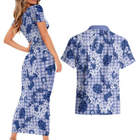 Mokihana Maile Ilima Leis Paniolo Palaka Couples Matching Short Sleeve Bodycon Dress and Hawaiian Shirt Hawaiian Polu Spirit - Polynesian Pride