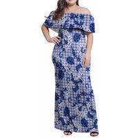 Mokihana Maile Ilima Leis Paniolo Palaka Family Matching Off Shoulder Maxi Dress and Hawaiian Shirt Hawaiian Polu Spirit - Polynesian Pride