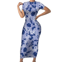 Mokihana Maile Ilima Leis Paniolo Palaka Family Matching Short Sleeve Bodycon Dress and Hawaiian Shirt Hawaiian Polu Spirit - Polynesian Pride