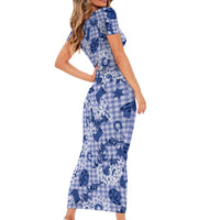 Mokihana Maile Ilima Leis Paniolo Palaka Family Matching Short Sleeve Bodycon Dress and Hawaiian Shirt Hawaiian Polu Spirit - Polynesian Pride
