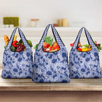 Mokihana Maile Ilima Leis Paniolo Palaka Grocery Bag Hawaiian Polu Spirit LT9 3-pack One Size Blue - Polynesian Pride
