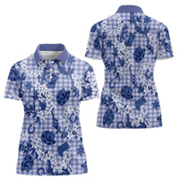 Mokihana Maile Ilima Leis Paniolo Palaka Women Polo Shirt Hawaiian Polu Spirit - Polynesian Pride