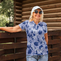 Mokihana Maile Ilima Leis Paniolo Palaka Women Polo Shirt Hawaiian Polu Spirit - Polynesian Pride