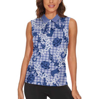 Mokihana Maile Ilima Leis Paniolo Palaka Women Sleeveless Polo Shirt Hawaiian Polu Spirit - Polynesian Pride