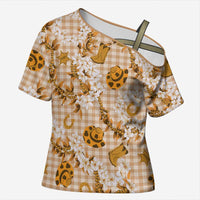 Mokihana Maile Ilima Leis Paniolo Palaka Cross Shoulder Shirt Hawaiian Kula Spirit LT9 Female Gold - Polynesian Pride