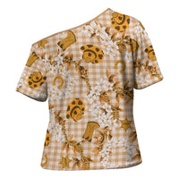 Mokihana Maile Ilima Leis Paniolo Palaka Cross Shoulder Shirt Hawaiian Kula Spirit LT9 - Polynesian Pride