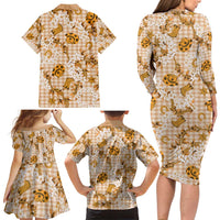 Mokihana Maile Ilima Leis Paniolo Palaka Family Matching Long Sleeve Bodycon Dress and Hawaiian Shirt Hawaiian Kula Spirit - Polynesian Pride