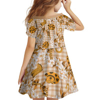 Mokihana Maile Ilima Leis Paniolo Palaka Family Matching Off Shoulder Short Dress and Hawaiian Shirt Hawaiian Kula Spirit - Polynesian Pride