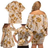 Mokihana Maile Ilima Leis Paniolo Palaka Family Matching Off Shoulder Short Dress and Hawaiian Shirt Hawaiian Kula Spirit - Polynesian Pride