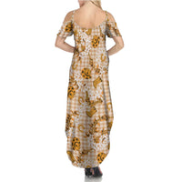 Mokihana Maile Ilima Leis Paniolo Palaka Family Matching Summer Maxi Dress and Hawaiian Shirt Hawaiian Kula Spirit - Polynesian Pride