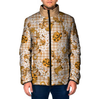 Mokihana Maile Ilima Leis Paniolo Palaka Padded Jacket Hawaiian Kula Spirit LT9 Men Gold - Polynesian Pride