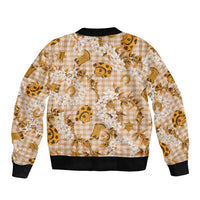 Mokihana Maile Ilima Leis Paniolo Palaka Sleeve Zip Bomber Jacket Hawaiian Kula Spirit LT9 - Polynesian Pride