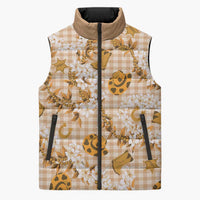 Mokihana Maile Ilima Leis Paniolo Palaka Sleeveless Puffer Jacket Hawaiian Kula Spirit LT9 Unisex Gold - Polynesian Pride
