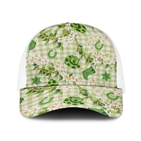 Mokihana Maile Ilima Leis Paniolo Palaka Baseball Net Cap Hawaiian Omaomo Ala Spirit LT9 One Size White Green - Polynesian Pride