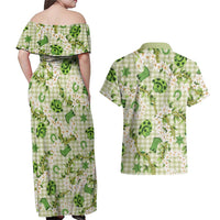 Mokihana Maile Ilima Leis Paniolo Palaka Couples Matching Off Shoulder Maxi Dress and Hawaiian Shirt Hawaiian Omaomo Ala Spirit - Polynesian Pride
