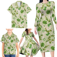 Mokihana Maile Ilima Leis Paniolo Palaka Family Matching Long Sleeve Bodycon Dress and Hawaiian Shirt Hawaiian Omaomo Ala Spirit - Polynesian Pride