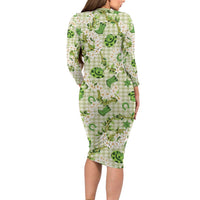 Mokihana Maile Ilima Leis Paniolo Palaka Family Matching Long Sleeve Bodycon Dress and Hawaiian Shirt Hawaiian Omaomo Ala Spirit - Polynesian Pride