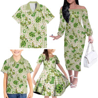 Mokihana Maile Ilima Leis Paniolo Palaka Family Matching Off The Shoulder Long Sleeve Dress and Hawaiian Shirt Hawaiian Omaomo Ala Spirit - Polynesian Pride