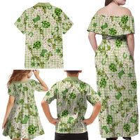 Mokihana Maile Ilima Leis Paniolo Palaka Family Matching Off Shoulder Maxi Dress and Hawaiian Shirt Hawaiian Omaomo Ala Spirit - Polynesian Pride