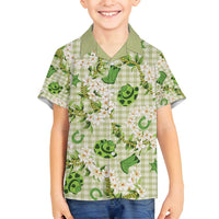 Mokihana Maile Ilima Leis Paniolo Palaka Family Matching Off Shoulder Short Dress and Hawaiian Shirt Hawaiian Omaomo Ala Spirit - Polynesian Pride