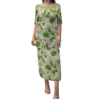 Mokihana Maile Ilima Leis Paniolo Palaka Puletasi Hawaiian Omaomo Ala Spirit LT9 Long Dress Green - Polynesian Pride