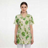 Mokihana Maile Ilima Leis Paniolo Palaka Scrub Top Hawaiian Omaomo Ala Spirit LT9 - Polynesian Pride