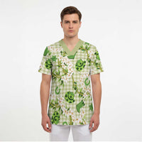 Mokihana Maile Ilima Leis Paniolo Palaka Scrub Top Hawaiian Omaomo Ala Spirit LT9 - Polynesian Pride