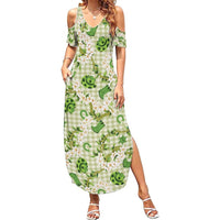 Mokihana Maile Ilima Leis Paniolo Palaka Summer Maxi Dress Hawaiian Omaomo Ala Spirit LT9 Women Green - Polynesian Pride