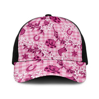 Mokihana Maile Ilima Leis Paniolo Palaka Baseball Net Cap Hawaiian Omaomo Ulaula Spirit LT9 One Size Black Pink - Polynesian Pride